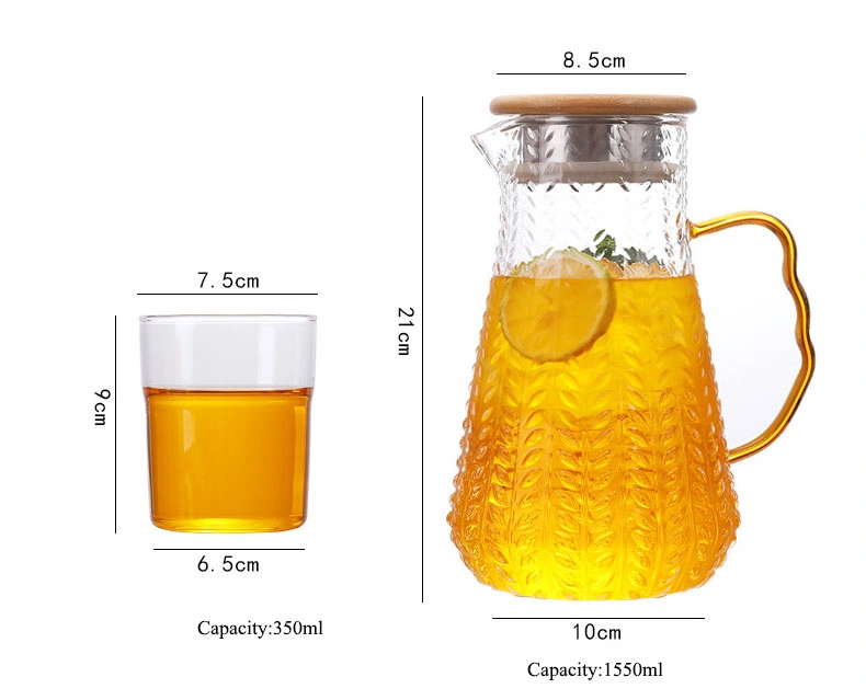 1.2L Hammered Drinkware Glass Water Pitcher with Stainless Steel Infuser Lid